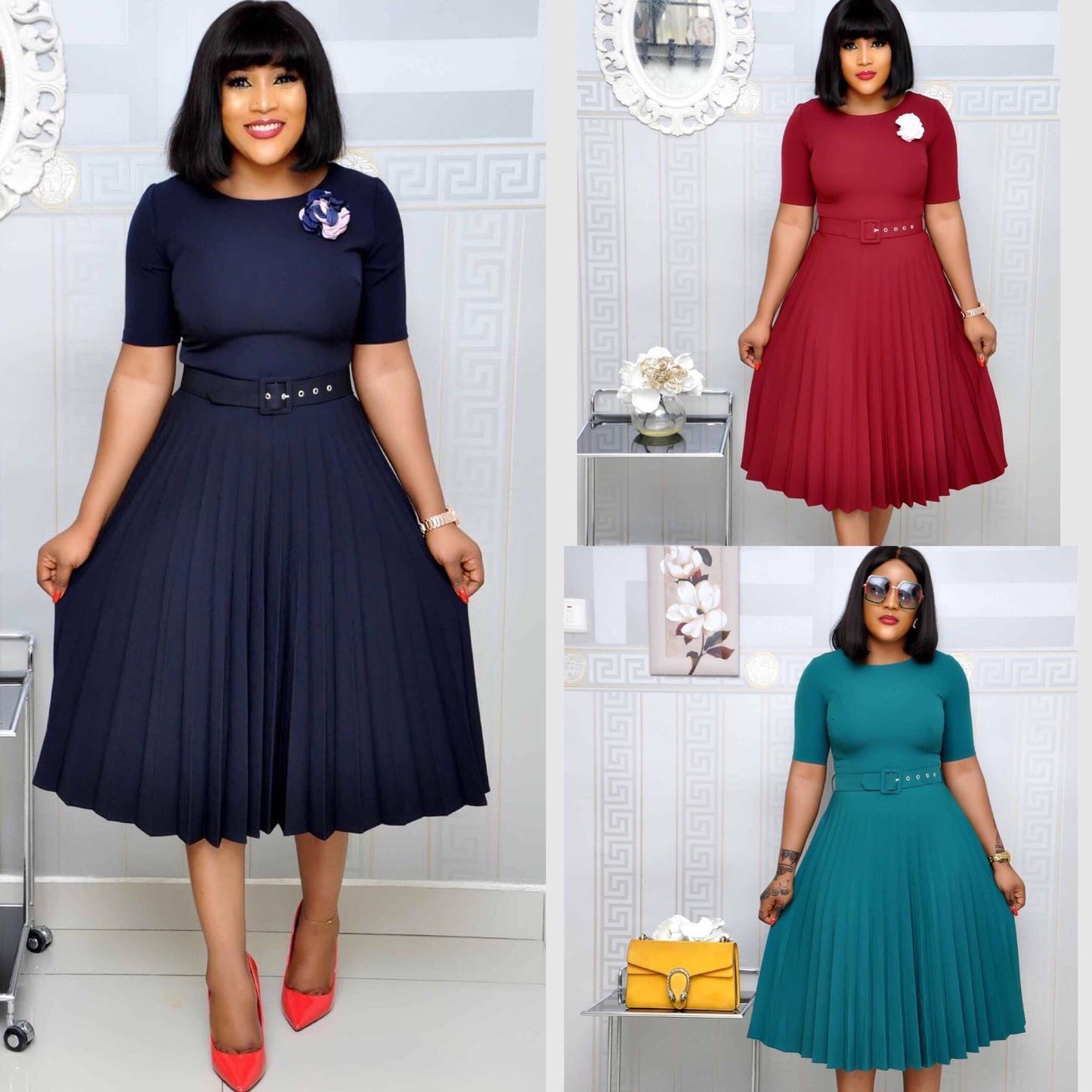 Modern Muse: Stunning Pleated Dress for Every Curve - Mucheno Spot