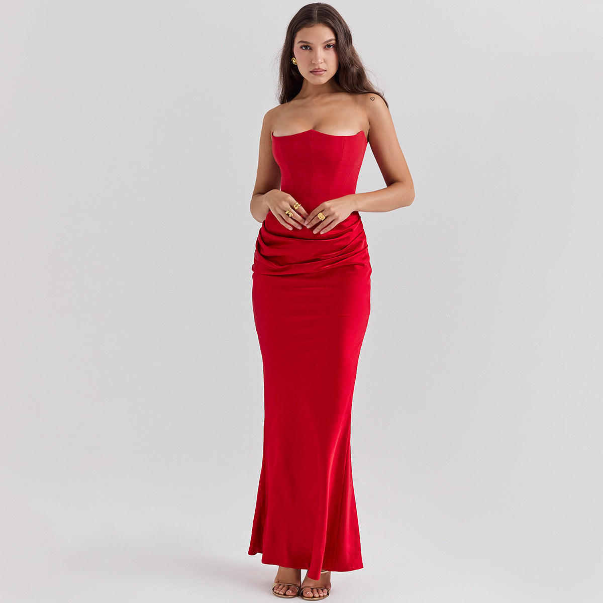 Slim Fit Strapless Evening Dress – Sexy Backless Long Party Gown for Women - Mucheno Spot