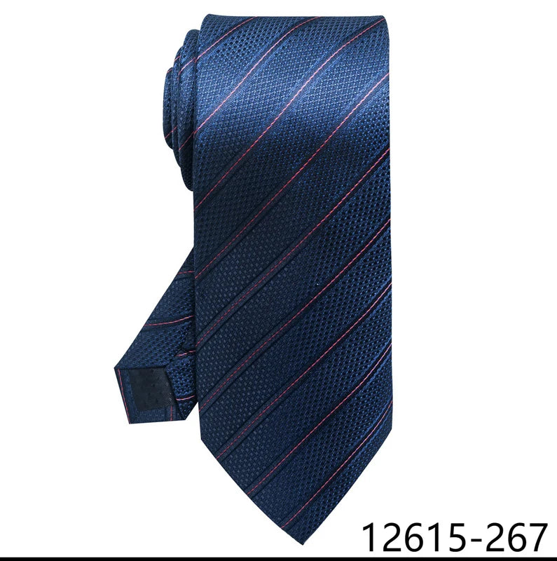 Luxury Silk Tie for Men – 8 cm Blue Stripe Gravata for Suit or Office - Mucheno Spot