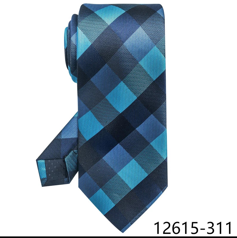 Luxury Silk Tie for Men – 8 cm Blue Stripe Gravata for Suit or Office - Mucheno Spot