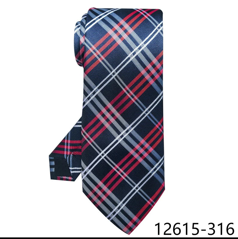 Luxury Silk Tie for Men – 8 cm Blue Stripe Gravata for Suit or Office - Mucheno Spot