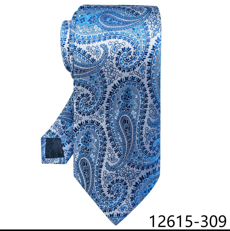 Luxury Silk Tie for Men – 8 cm Blue Stripe Gravata for Suit or Office - Mucheno Spot