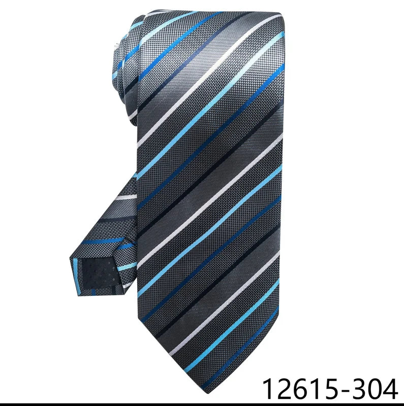 Luxury Silk Tie for Men – 8 cm Blue Stripe Gravata for Suit or Office - Mucheno Spot