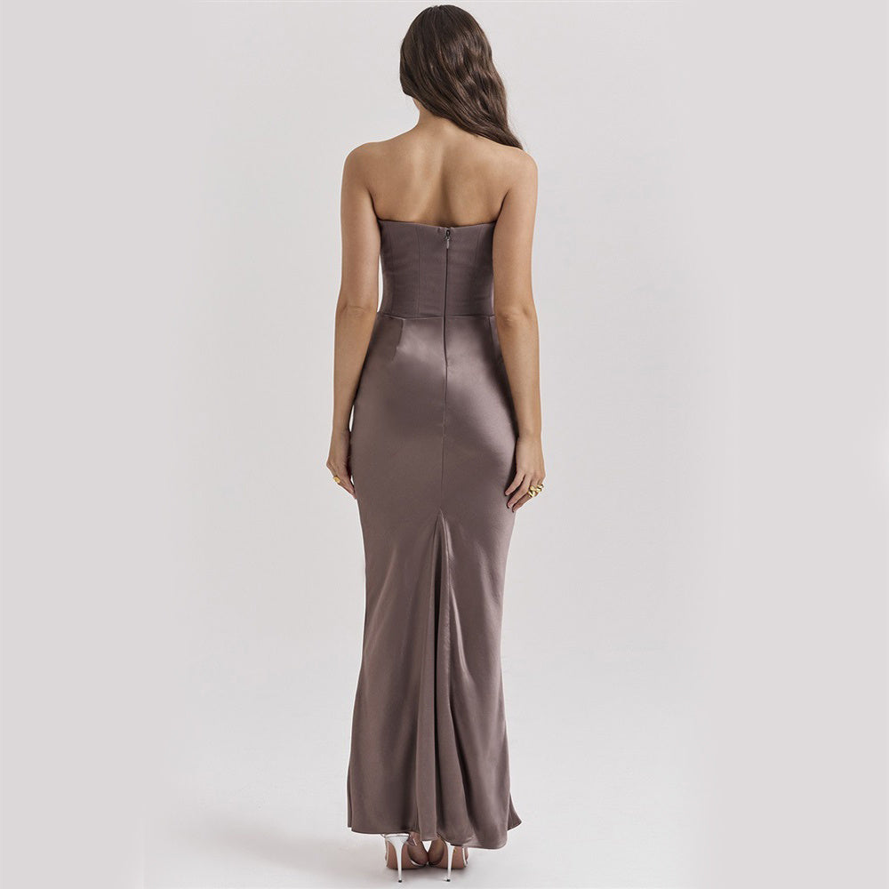 Slim Fit Strapless Evening Dress – Sexy Backless Long Party Gown for Women - Mucheno Spot